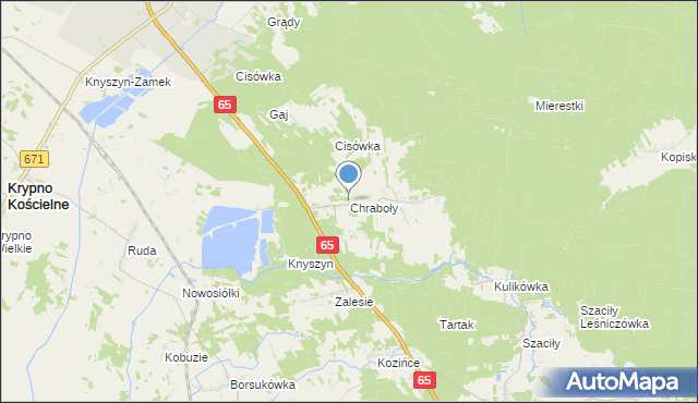 mapa Chraboły, Chraboły gmina Dobrzyniewo Duże na mapie Targeo